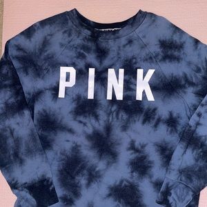 PINK Blue Tie-Dye Crewneck